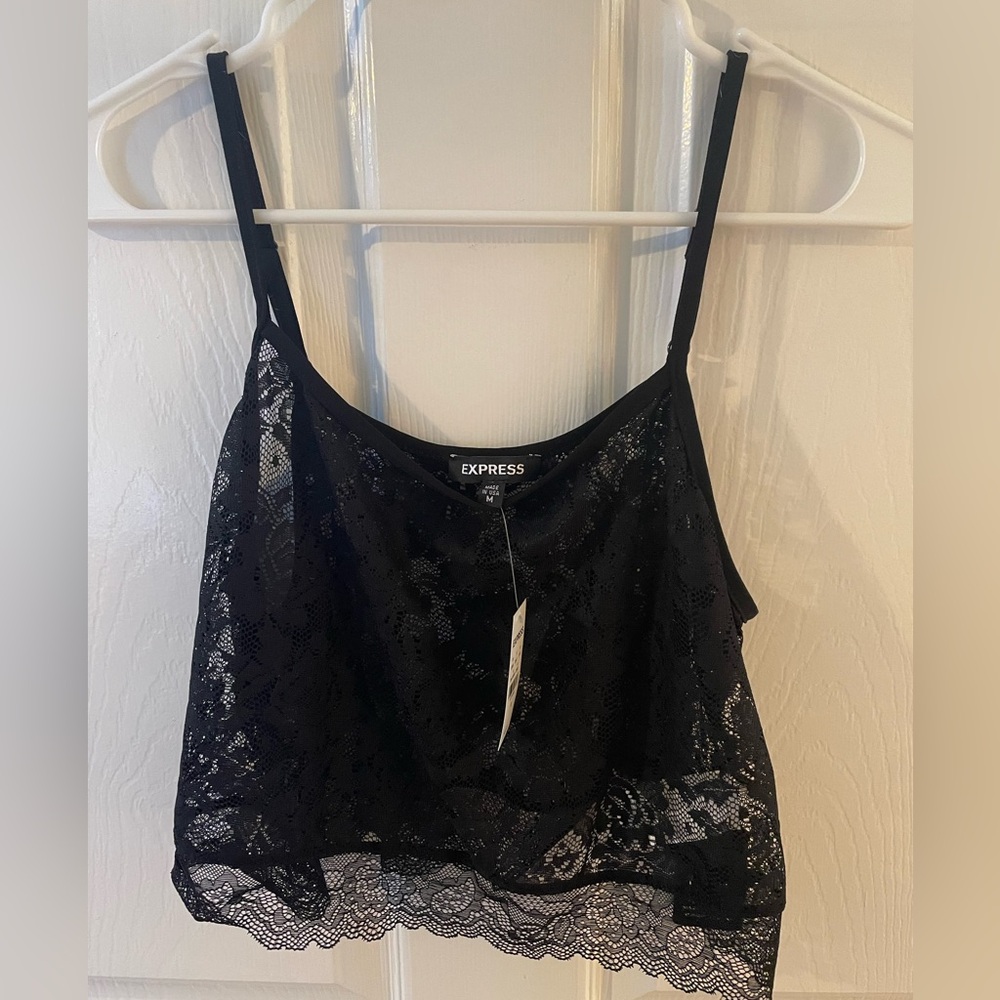 Express Sheer Lace Cropped Cami NWT